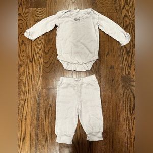 Kate Quinn light blue grey pointelle bodysuit pants set